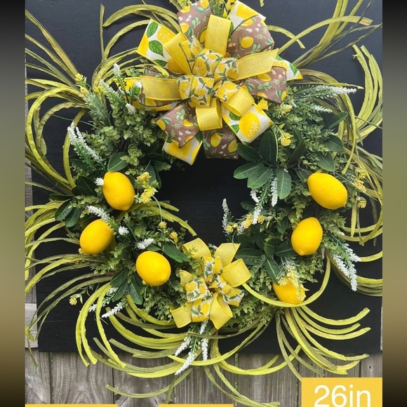 Lemon-Themed Holiday Wreath with Yellow Accents spring wreath